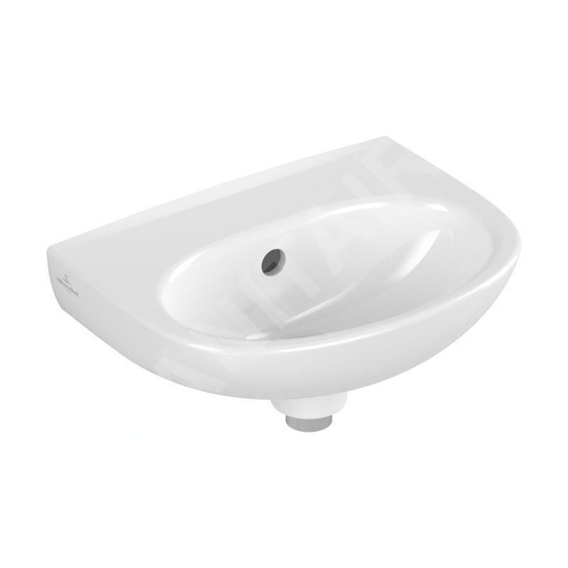 Villeroy & Boch O.novo - Lave-mains 36x28 mm, avec trop-plein, sans trou de robinetterie, CeramicPlus, blanc alpin 434036R1