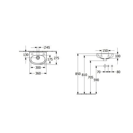 Villeroy & Boch O.novo - Lave-mains 36x28 mm, avec trop-plein, sans trou de robinetterie, CeramicPlus, blanc alpin 434036R1