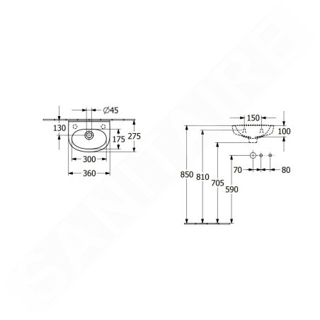 Villeroy & Boch O.novo - Lave-mains 36x28 mm, sans trop-plein, sans trou de robinetterie, CeramicPlus, blanc alpin 434037R1