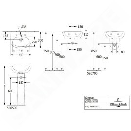 Villeroy & Boch O.novo - Lave-mains 45x36 mm, avec trop-plein, avec trou pour robinetterie, blanc alpin 43404501