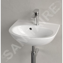 Villeroy & Boch O.novo - Lave-mains 45x36 mm, avec trop-plein, avec trou pour robinetterie, blanc alpin 43404501