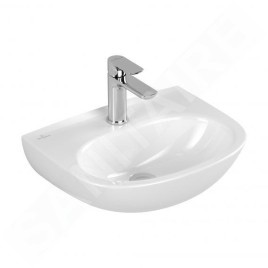 Villeroy & Boch O.novo - Lave-mains 45x36 mm, sans trop-plein, avec trou de robinetterie, CeramicPlus, blanc alpin 434046R1