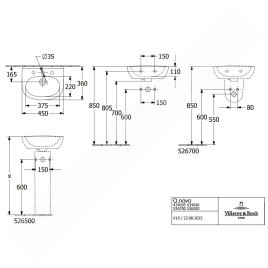 Villeroy & Boch O.novo - Lave-mains 45x36 mm, sans trop-plein, avec trou de robinetterie, CeramicPlus, blanc alpin 434046R1