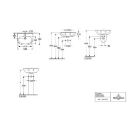 Villeroy & Boch O.novo - Lave-mains 50x38 mm, avec trop-plein, avec trou de robinetterie, CeramicPlus, blanc alpin 434050R1