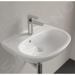 Villeroy & Boch O.novo - Lave-mains 50x38 mm, avec trop-plein, avec trou de robinetterie, CeramicPlus, blanc alpin 434050R1