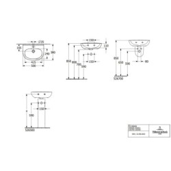Villeroy & Boch O.novo - Lave-mains 50x38 mm, sans trop-plein, avec trou de robinetterie, CeramicPlus, blanc alpin 434051R1
