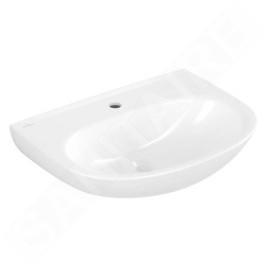 Villeroy & Boch O.novo - Lavabo 55x44 cm, sans trop-plein, trou de robinetterie, CeramicPlus, blanc alpin 4A4056R1