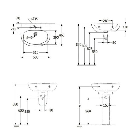 Villeroy & Boch O.novo - Lavabo 60x46 cm, avec trop-plein, trou de robinetterie, CeramicPlus, blanc alpin 4A4060R1
