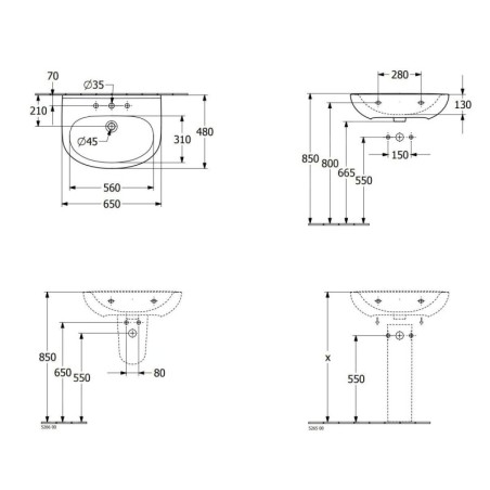 Villeroy & Boch O.novo - Lavabo 65x48 cm, avec trop-plein, trou de robinetterie, CeramicPlus, blanc alpin 4A4065R1