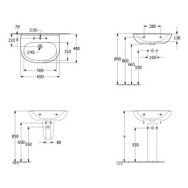 Villeroy & Boch O.novo - Lavabo 65x48 cm, sans trop-plein, trou de robinetterie, blanc alpin 4A406601