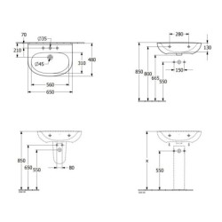 Villeroy & Boch O.novo - Lavabo 65x48 cm, sans trop-plein, trou de robinetterie, CeramicPlus, blanc alpin 4A4066R1