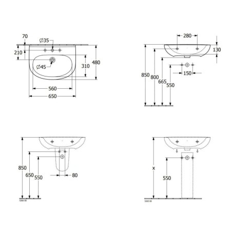 Villeroy & Boch O.novo - Lavabo 65x48 cm, sans trop-plein, trou de robinetterie, CeramicPlus, blanc alpin 4A4066R1