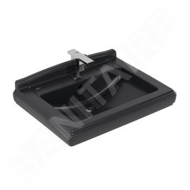 Villeroy & Boch Hommage - Lavabo 750x580 mm, avec trop-plein, trou de robinetterie, CeramicPlus, Pure Black 710175R7