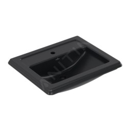 Villeroy & Boch Hommage - Lavabo 630x525 mm, avec trop-plein, trou de robinetterie, CeramicPlus, Pure Black 710263R7