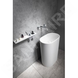 Sapho Treva - Lavabo à poser 57x36x85 cm, sans trop-plein, sans trou pour robinet, blanc mat TR565