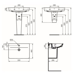 Ideal Standard Connect Air - Lavabo 65x46 cm, avec trop-plein, trou pour robinetterie, blanc E074101
