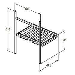 Ideal Standard Conca - Console métallique pour lavabo 60 cm, soie noire E2531XG