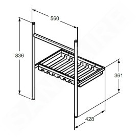 Ideal Standard Conca - Console métallique pour lavabo 60 cm, soie noire E2532XG