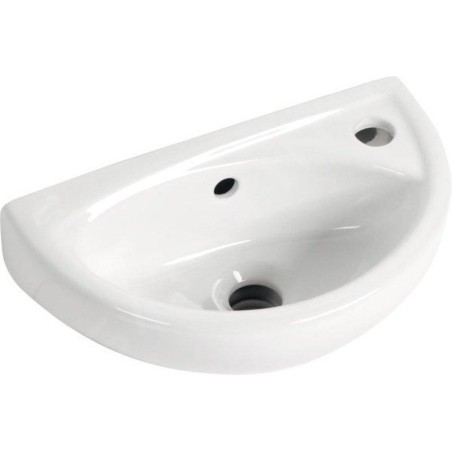 Aqualine Small - Lave-mains Oval, 395x233 mm, avec 1 trou à droite, blanc TP040