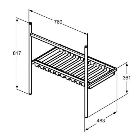 Ideal Standard Conca - Console métallique pour lavabo 80 cm, soie noire E2533XG