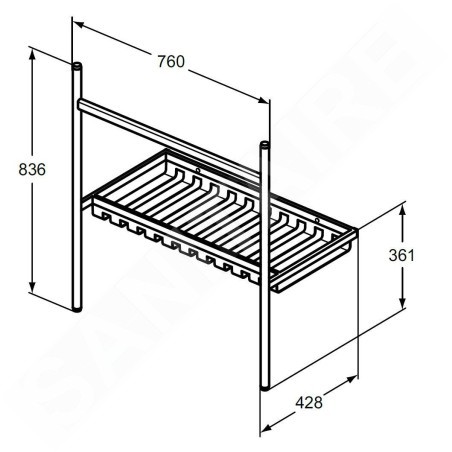 Ideal Standard Conca - Console métallique pour lavabo 80 cm, soie noire E2654XG