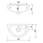 Aqualine Small - Lave-mains Oval, 395x233 mm, avec 1 trou à droite, blanc TP040