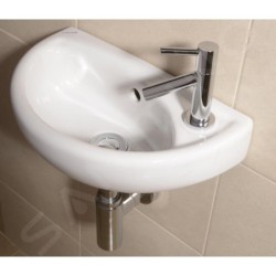 Aqualine Small - Lave-mains Oval, 395x233 mm, avec 1 trou à droite, blanc TP040