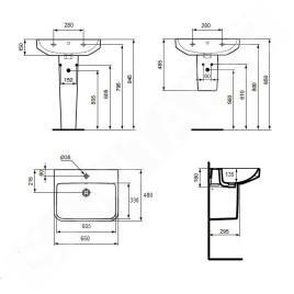 Ideal Standard i.Life B - Lavabo 65x48 cm, avec trop-plein, trou pour robinetterie, SmartGuard, blanc T4606HY