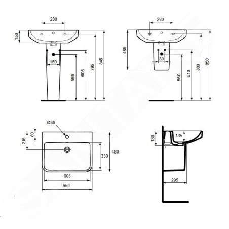 Ideal Standard i.Life B - Lavabo 65x48 cm, avec trop-plein, trou pour robinetterie, SmartGuard, blanc T4606HY
