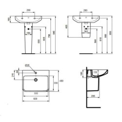 Ideal Standard i.Life B - Lavabo 60x48 cm, avec trop-plein, trou pour robinetterie, SmartGuard, blanc T4607HY