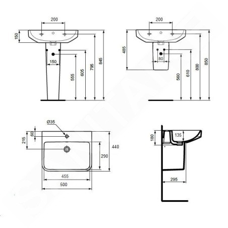 Ideal Standard i.Life B - Lavabo 50x40 cm, avec trop-plein, trou pour robinetterie, SmartGuard, blanc T4609HY