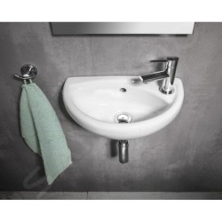 Aqualine Small - Lave-mains Oval, 395x233 mm, avec 1 trou à droite, blanc TP040