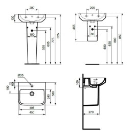Ideal Standard i.Life B - Lavabo 45x38 cm, avec trop-plein, trou pour robinetterie, SmartGuard, blanc T4610HY