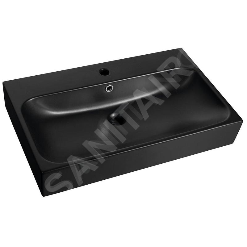Sapho Toridi - Lavabo 76 x 47 cm, avec trop-plein, trou pour robinet, noir mat TU0226B Sapho Toridi - Lavabo 76 x 47 cm, avec trop-plein, trou pour robinet, noir mat TU0226B