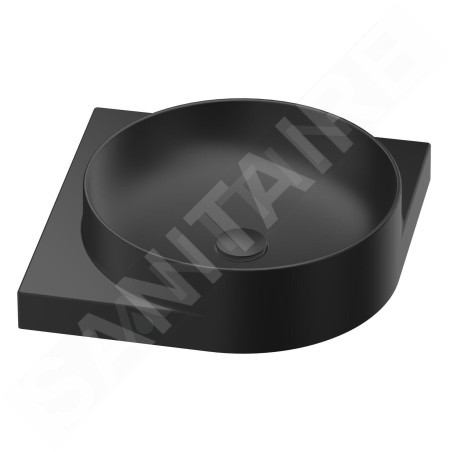 Ravak Yard - Lavabo d'angle 45x45 cm, sans trop-plein, sans trou pour robinet, noir mat XJX0D045000