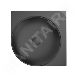 Ravak Yard - Lavabo d'angle 45x45 cm, sans trop-plein, sans trou pour robinet, noir mat XJX0D045000