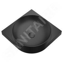 Ravak Yard - Lavabo d'angle 45x45 cm, sans trop-plein, sans trou pour robinet, noir mat XJX0D045000