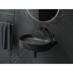 Ravak Yard - Lavabo 605x500 mm, sans trop-plein, sans trou pour robinet, noir mat XJX0D060000