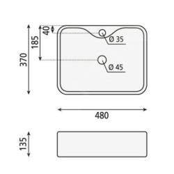 Sapho Balena - Vasque 480x135x370 mm, blanc BH7013
