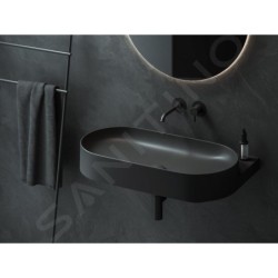 Ravak Yard - Lavabo 805x500 mm, sans trop-plein, sans trou pour robinet, noir mat XJX0D080000