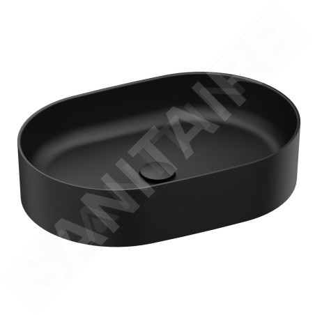 Ravak Ceramic - Vasque à poser, 550x370 mm, sans trop-plein, noir mat XJX0D155000