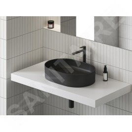Ravak Ceramic - Vasque à poser, 550x370 mm, sans trop-plein, noir mat XJX0D155000