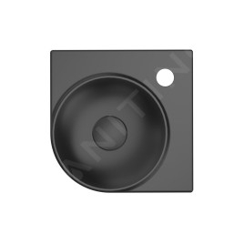 Ravak Yard - Lavabo d'angle 28x28 cm, sans trop-plein, ouverture pour mitigeur, noir mat XJX0D228000