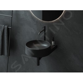 Ravak Yard - Lavabo 405x500 mm, sans trop-plein, trou pour robinet, noir mat XJX0D240002