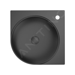 Ravak Yard - Lavabo d'angle 45x45 cm, sans trop-plein, trou pour mitigeur, noir mat XJX0D245000