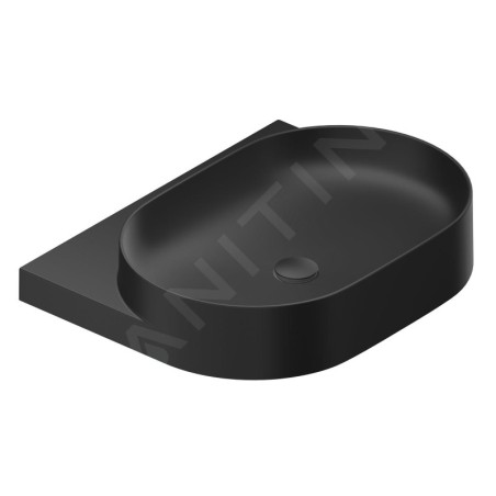 Ravak Yard - Lavabo 605x500 mm, sans trop-plein, trou pour robinet, noir mat XJX0D260002