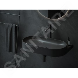 Ravak Yard - Lavabo 805x500 mm, sans trop-plein, trou pour robinetterie, noir mat XJX0D280002