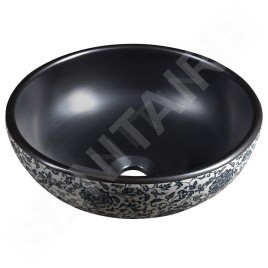 Sapho Priori - Lavabo pour plan de travail, diamètre 41 cm, sans trop-plein, noir/blanc PI034