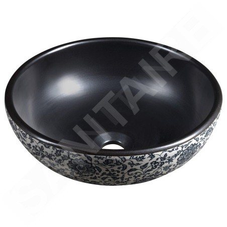Sapho Priori - Lavabo pour plan de travail, diamètre 41 cm, sans trop-plein, noir/blanc PI034