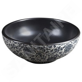 Sapho Priori - Lavabo pour plan de travail, diamètre 41 cm, sans trop-plein, noir/blanc PI034